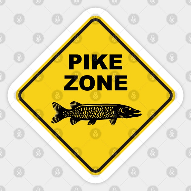 Pike Fishing Zone Sign Sticker by esskay1000